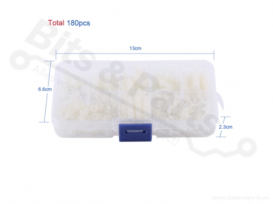 Spacer/Standoff M3 set 180 pieces white